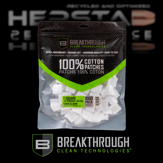 Breakthrough Cotton Patches, 1" Square, .22 Thru 243 Caliber, 1,000-Pack