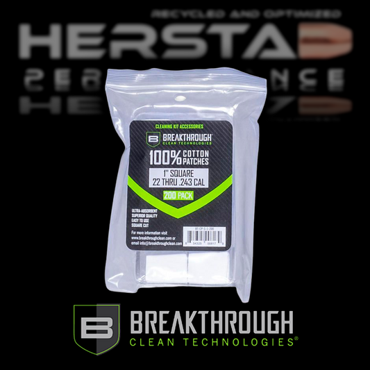 Breakthrough Cotton Patches, 1" Square, .22 Thru 243 Caliber, 200-Pack
