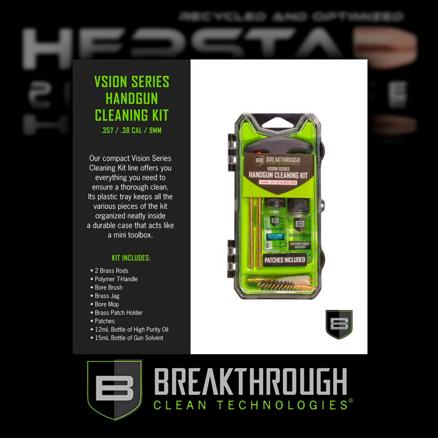 Breakthrough Pistol Cleaning Kit, 357, .38 Caliber & 9mm