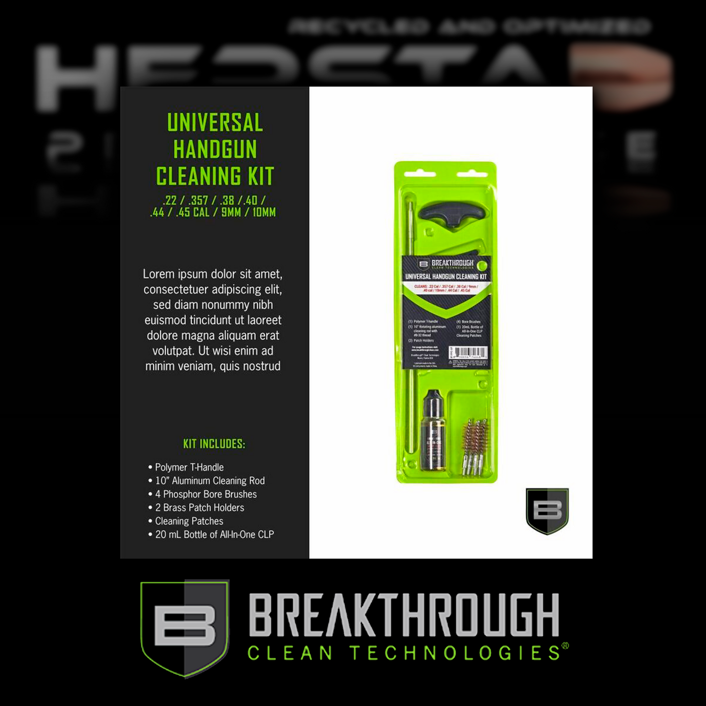Breakthrough Universal Handgun Cleaning Kit .22 357 .38, 40 9 & 10mm